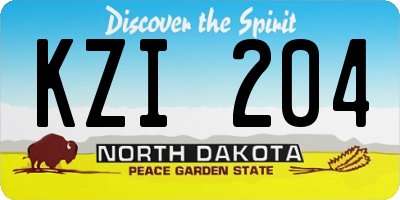 ND license plate KZI204