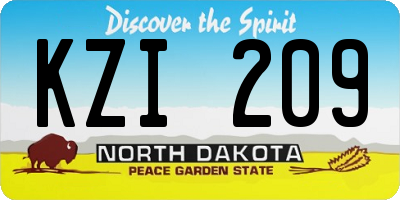 ND license plate KZI209
