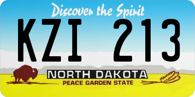 ND license plate KZI213