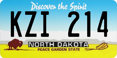 ND license plate KZI214