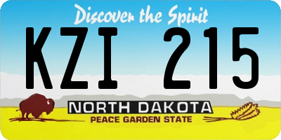ND license plate KZI215