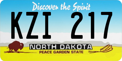 ND license plate KZI217