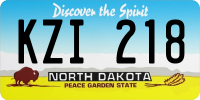 ND license plate KZI218