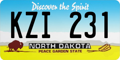 ND license plate KZI231