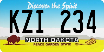 ND license plate KZI234