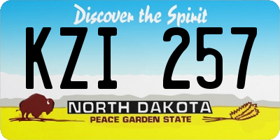 ND license plate KZI257