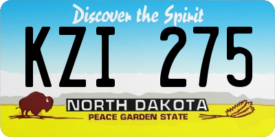 ND license plate KZI275