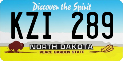 ND license plate KZI289