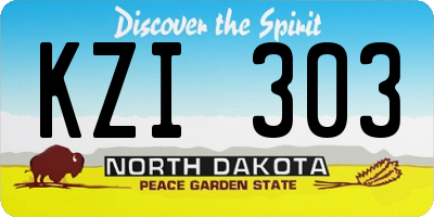 ND license plate KZI303