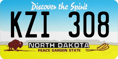 ND license plate KZI308