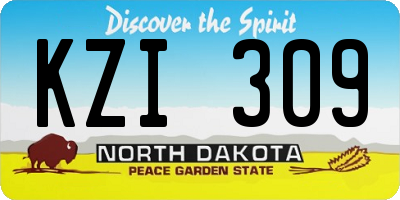 ND license plate KZI309