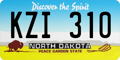 ND license plate KZI310