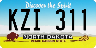 ND license plate KZI311