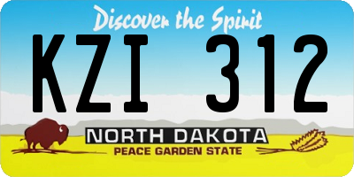 ND license plate KZI312