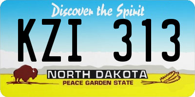 ND license plate KZI313