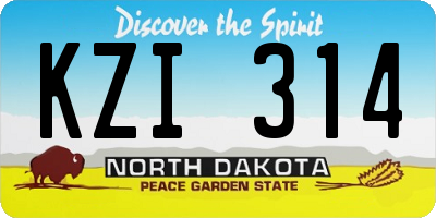 ND license plate KZI314