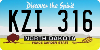 ND license plate KZI316
