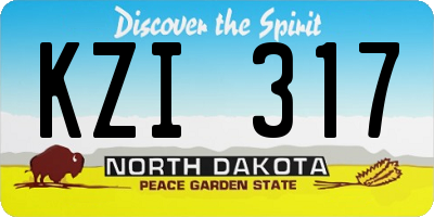ND license plate KZI317