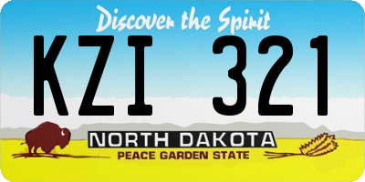 ND license plate KZI321