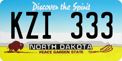 ND license plate KZI333