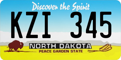 ND license plate KZI345
