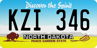 ND license plate KZI346