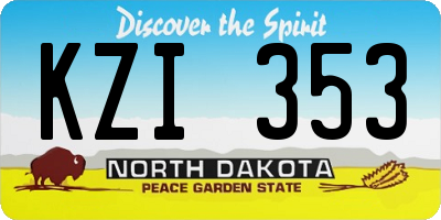 ND license plate KZI353