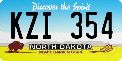 ND license plate KZI354