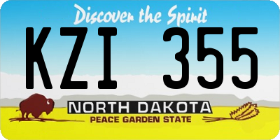 ND license plate KZI355