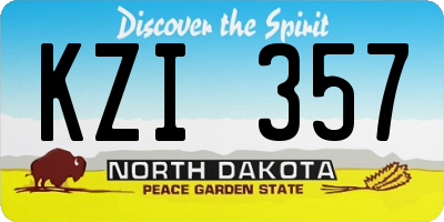 ND license plate KZI357
