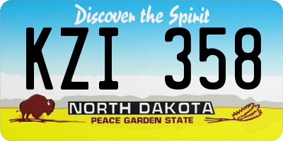 ND license plate KZI358