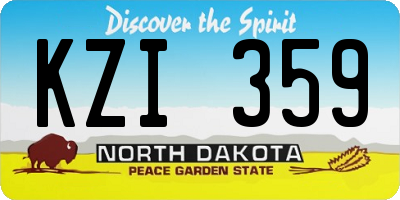 ND license plate KZI359