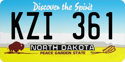 ND license plate KZI361
