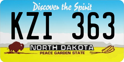 ND license plate KZI363