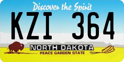 ND license plate KZI364