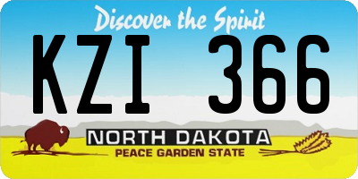 ND license plate KZI366