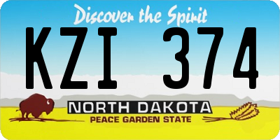 ND license plate KZI374