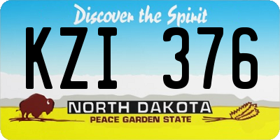 ND license plate KZI376