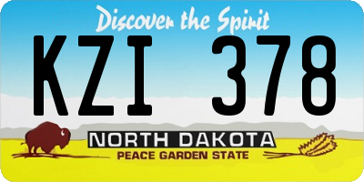 ND license plate KZI378