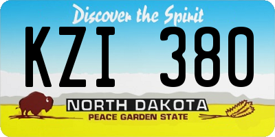 ND license plate KZI380