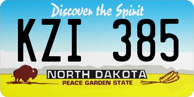 ND license plate KZI385