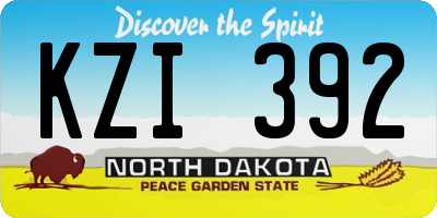 ND license plate KZI392