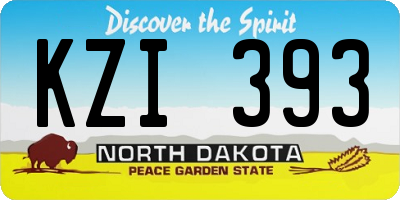 ND license plate KZI393