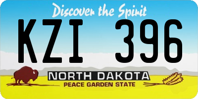 ND license plate KZI396