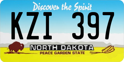 ND license plate KZI397