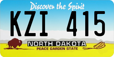 ND license plate KZI415