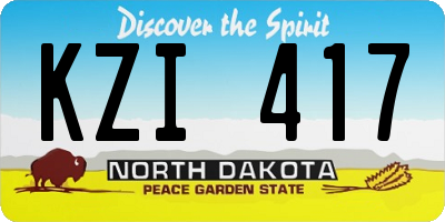 ND license plate KZI417