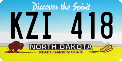 ND license plate KZI418