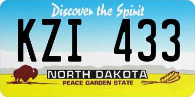 ND license plate KZI433