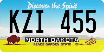 ND license plate KZI455